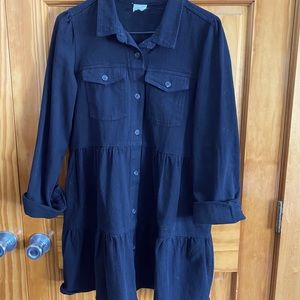 Block corduroy collared tunic